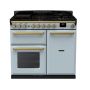 Rangemaster ESDL100DFPMSB/AB1, Estel Deluxe Dual Fuel 100cm Range Cooker,Misty Blue with Brass Trim