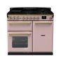 Rangemaster ESDL100DFPPPK/AB1, Estel Deluxe Dual Fuel 100cm Range Cooker,Pale Pink with Brass Trim