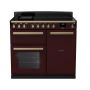 Rangemaster ESDL100EIPBOR/AB1, Estel Deluxe Induction 100cm Range Cooker,Bordeaux with Brass Trim