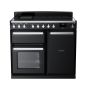 Rangemaster ESDL100EIPGBL/CM1, Estel Deluxe Induction 100cm Range Cooker,Gloss Black with Chrome Trim