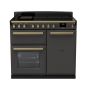 Rangemaster ESDL100EIPSLT/AB1, Estel Deluxe Induction 100cm Range Cooker,Slate with Brass Trim