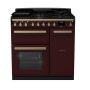 Rangemaster ESDL90DFPBOR/AB1, Estel Deluxe Dual Fuel 90cm Range Cooker,Bordeaux with Brass Trim