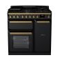 Rangemaster ESDL90DFPGBL/AB1, Estel Deluxe Dual Fuel 90cm Range Cooker,Gloss Black with Brass Trim