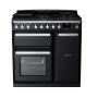 Rangemaster ESDL90DFPGBL/CM1, Estel Deluxe Dual Fuel 90cm Range Cooker,Gloss Black with Chrome Trim