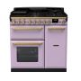 Rangemaster ESDL90DFPHTH/AB1, Estel Deluxe Dual Fuel 90cm Range Cooker,Heather with Brass Trim