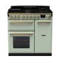 Rangemaster ESDL90DFPMNT/AB1, Estel Deluxe Dual Fuel 90cm Range Cooker,Mint with Brass Trim