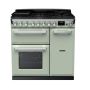 Rangemaster ESDL90DFPMNT/CM1, Estel Deluxe Dual Fuel 90cm Range Cooker,Mint with Chrome Trim