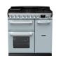 Rangemaster ESDL90DFPMSB/CM1, Estel Deluxe Dual Fuel 90cm Range Cooker,Misty Blue with Chrome Trim