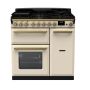 Rangemaster ESDL90DFPPCR/AB1, Estel Deluxe Dual Fuel 90cm Range Cooker,Pale Cream with Brass Trim
