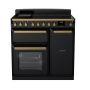 Rangemaster ESDL90EIPGBL/AB1, Estel Deluxe Induction 90cm Range Cooker,Gloss Black with Brass Trim