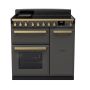 Rangemaster ESDL90EIPSLT/AB1, Estel Deluxe Induction 90cm Range Cooker,Slate with Brass Trim
