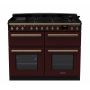 Rangemaster ESDLB110DFPBOR/AB1, Estel Deluxe Dual Fuel 110cm Range Cooker,Bordeaux with Brass Trim
