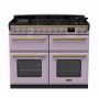 Rangemaster ESDLB110DFPHTH/AB1, Estel Deluxe Dual Fuel 110cm Range Cooker,Heather with Brass Trim