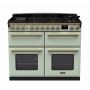Rangemaster ESDLB110DFPMNT/AB1, Estel Deluxe Dual Fuel 110cm Range Cooker,Mint with Brass Trim