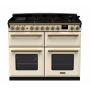 Rangemaster ESDLB110DFPPCR/AB1, Estel Deluxe Dual Fuel 110cm Range Cooker,Pale Cream with Brass Trim