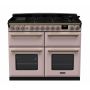 Rangemaster ESDLB110DFPPPK/AB1, Estel Deluxe Dual Fuel 110cm Range Cooker,Pale Pink with Brass Trim
