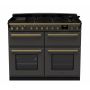 Rangemaster ESDLB110DFPSLT/AB1, Estel Deluxe Dual Fuel 110cm Range Cooker,Slate with Brass Trim