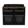 Rangemaster ESDLB110EIPGBL/AB1, Estel Deluxe Induction 110cm Range Cooker,Gloss Black with Brass Trim