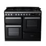 Rangemaster ESDLO110DFPGBL/CM1, Estel Deluxe Dual Fuel 110cm Range Cooker,Gloss Black with Chrome Trim