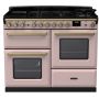 Rangemaster ESDLO110DFPPPK/AB1, Estel Deluxe Dual Fuel 110cm Range Cooker,Pale Pink with Brass Trim