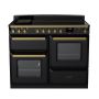 Rangemaster ESDLO110EIPGBL/AB1, Estel Deluxe Induction 110cm Range Cooker,Gloss Black with Brass Trim