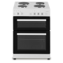 Powerpoint P06E2S1W, Double Oven, Solid Hob, Cooker, White