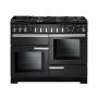 Rangemaster PDL110DFFCB/C, Professional Deluxe Dual Fuel 110cm Range Cooker,Charcoal Black with Chrome Trim