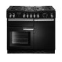 Rangemaster PROP100DFFGB/C, Professional Plus Dual Fuel 100cm Range Cooker,Gloss Black with Chrome Trim