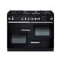 Rangemaster PROP110DFFGB/C, Professional Plus Dual Fuel 110cm Range Cooker,Gloss Black with Chrome Trim