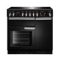 Rangemaster PROP90ECGB/C, Professional Plus Ceramic 90cm Range Cooker,Gloss Black with Chrome Trim