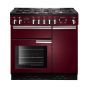 Rangemaster PROP90DFFCY/C, Professional Plus Dual Fuel 90cm Range Cooker,Cranberry with Chrome Trim