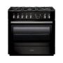 Rangemaster PROP90FXDFFGB/C, Professional Plus Dual Fuel 90cm Range Cooker,Gloss Black with Chrome Trim