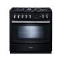Rangemaster PROP90FXPDFFGB/C, Professional Plus Dual Fuel 90cm Range Cooker,Gloss Black with Chrome Trim