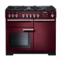 Rangemaster PDL100DFFCY/C, Professional Deluxe Dual Fuel 100cm Range Cooker,Cranberry with Chrome Trim