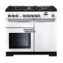 Rangemaster PDL100DFFWH/C, Professional Deluxe Dual Fuel 100cm Range Cooker,White with Chrome Trim