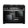 Rangemaster PDL110DFFGB/C, Professional Deluxe Dual Fuel 110cm Range Cooker,Gloss Black with Chrome Trim