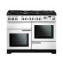 Rangemaster PDL110DFFWH/C, Professional Deluxe Dual Fuel 110cm Range Cooker,White with Chrome Trim