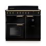 Rangemaster  CLDL100EIPGBL/AB1, Classic Deluxe 100cm Dual Fuel Range Cooker, Black with Antique Brass Trim