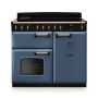 Rangemaster  CLDL100EIPSTB/AB1, Classic Deluxe 100cm Induction Range Cooker, Stone Blue with Antique Brass Trim