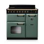 Rangemaster  CLDL90EIPMGR/AB1, Classic Deluxe 90cm Induction Range Cooker, Mineral Green with Antique Brass Trim