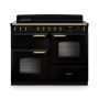 Rangemaster  CLDLO110EIPGBL/AB1, Classic Deluxe 110cm Induction Range Cooker, Black with Antique Brass Trim