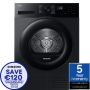 Samsung DV90DG52A0ABEU, 9KG, Heat Pump Tumble Dryer, Black