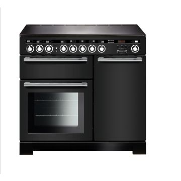 Rangemaster EDL100EICB/C, Encore Deluxe Induction 100cm Range Cooker,Charcoal Black with Chrome Trim