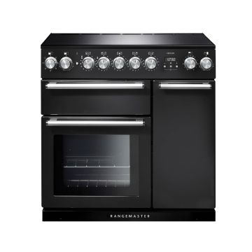 Rangemaster NEX90EICB/C, Nexus Induction 90cm Range Cooker,Charcoal Black with Chrome Trim