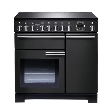 Rangemaster PDL90EICB/C, Professional Deluxe Induction 90cm Range Cooker,Charcoal Black with Chrome Trim