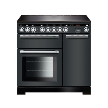 Rangemaster EDL90EISL/C, Encore Deluxe Induction 90cm Range Cooker,Slate with Brass Trim