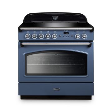 Rangemaster CLAS90FXEISB/C, Classic  Induction 90cm Range Cooker,Stone Blue with Chrome Trim