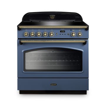 Rangemaster CLAS90FXEISB/B, Classic  Induction 90cm Range Cooker,Stone Blue with Brass Trim