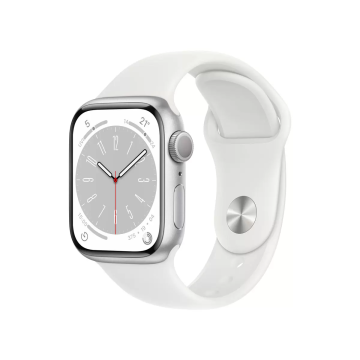 Apple Watch Series 8 MP6N3BA, 45mm, GPS Smart Watch, Silver Case w/ White Strap