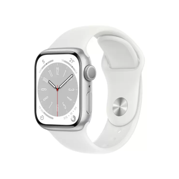 Apple Watch Series 8 MP6K3BA, 41mm, GPS Smart Watch, Silver Case w/ White Band